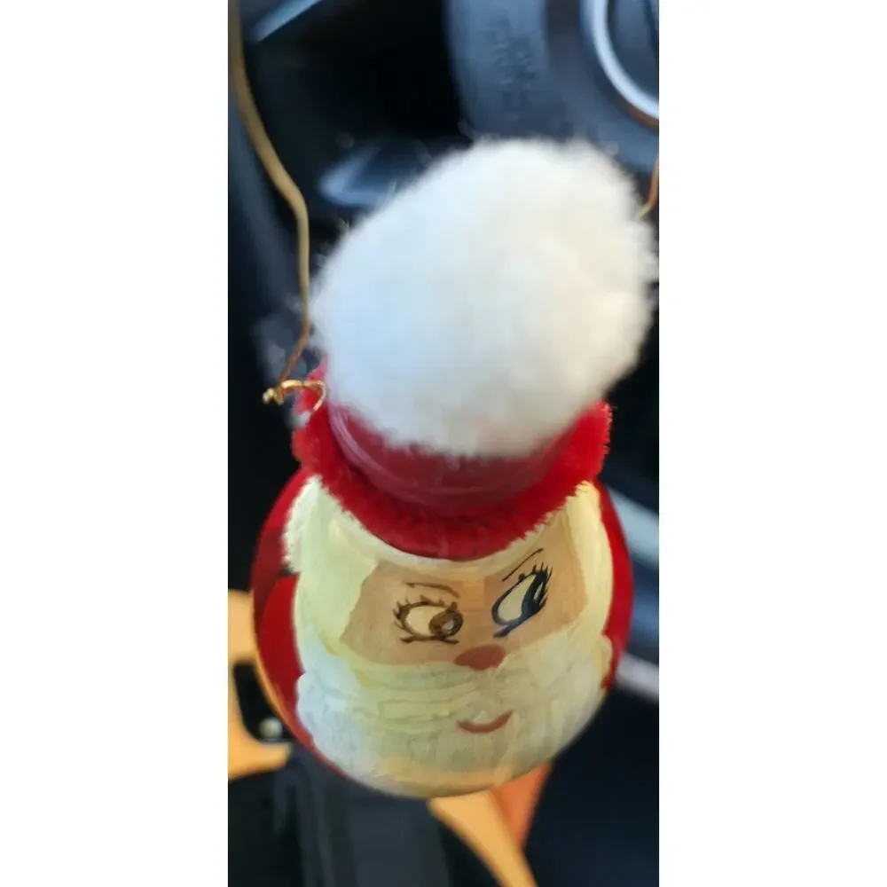 Vintage Hand Painted Light Bulb Santa Claus Christmas Tree Ornament